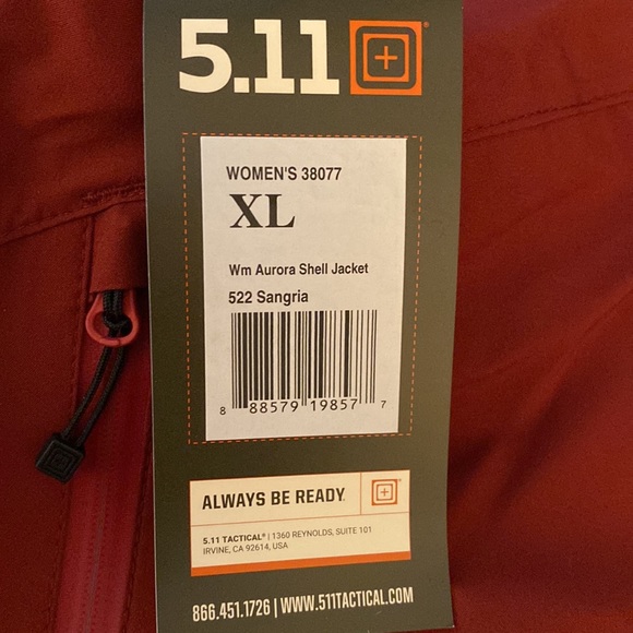 5.11 Tactical Women’s Aurora Shell Jacket (sangria, size XL) - NWT - Picture 5 of 6